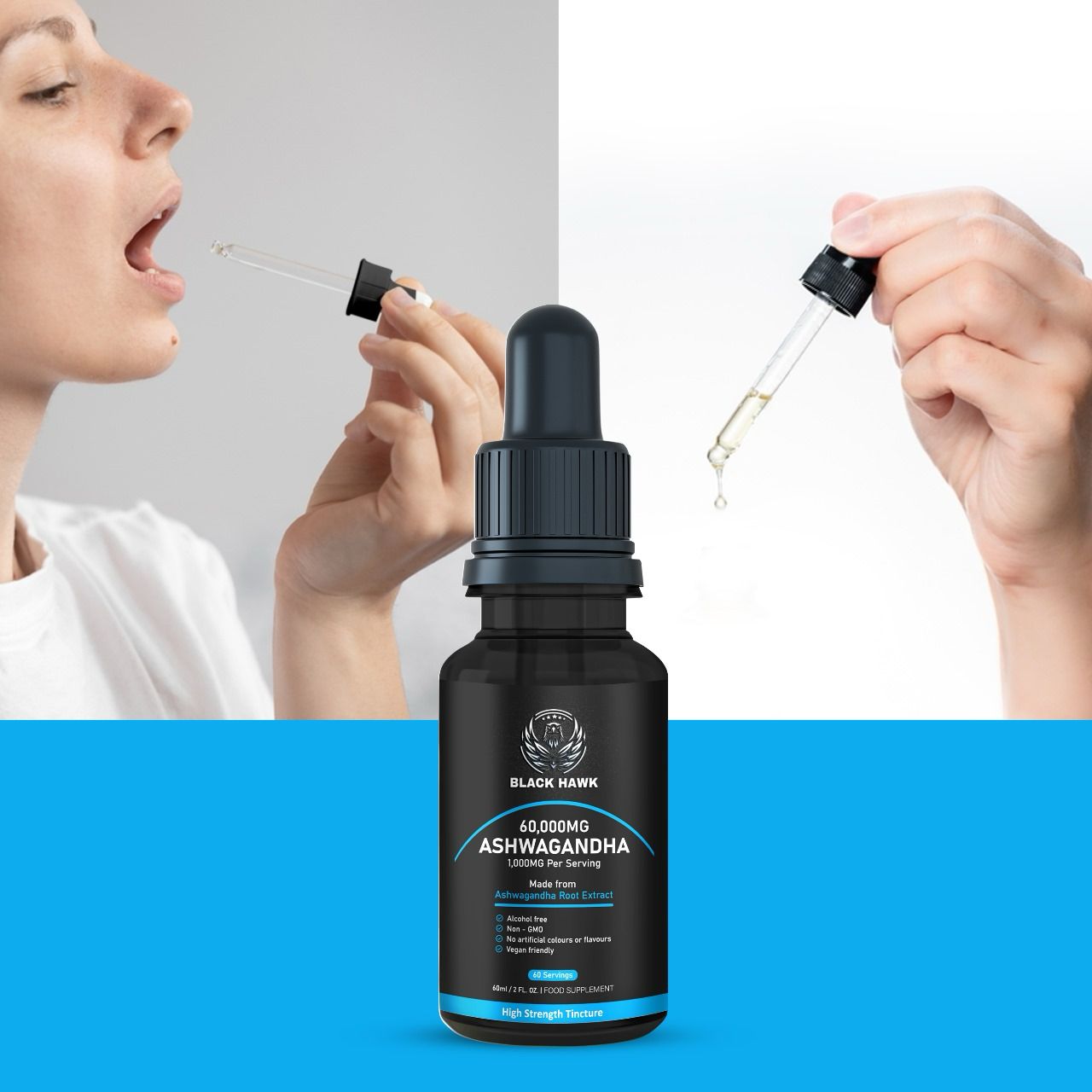 Taking Black Hawk liquid supplement drops